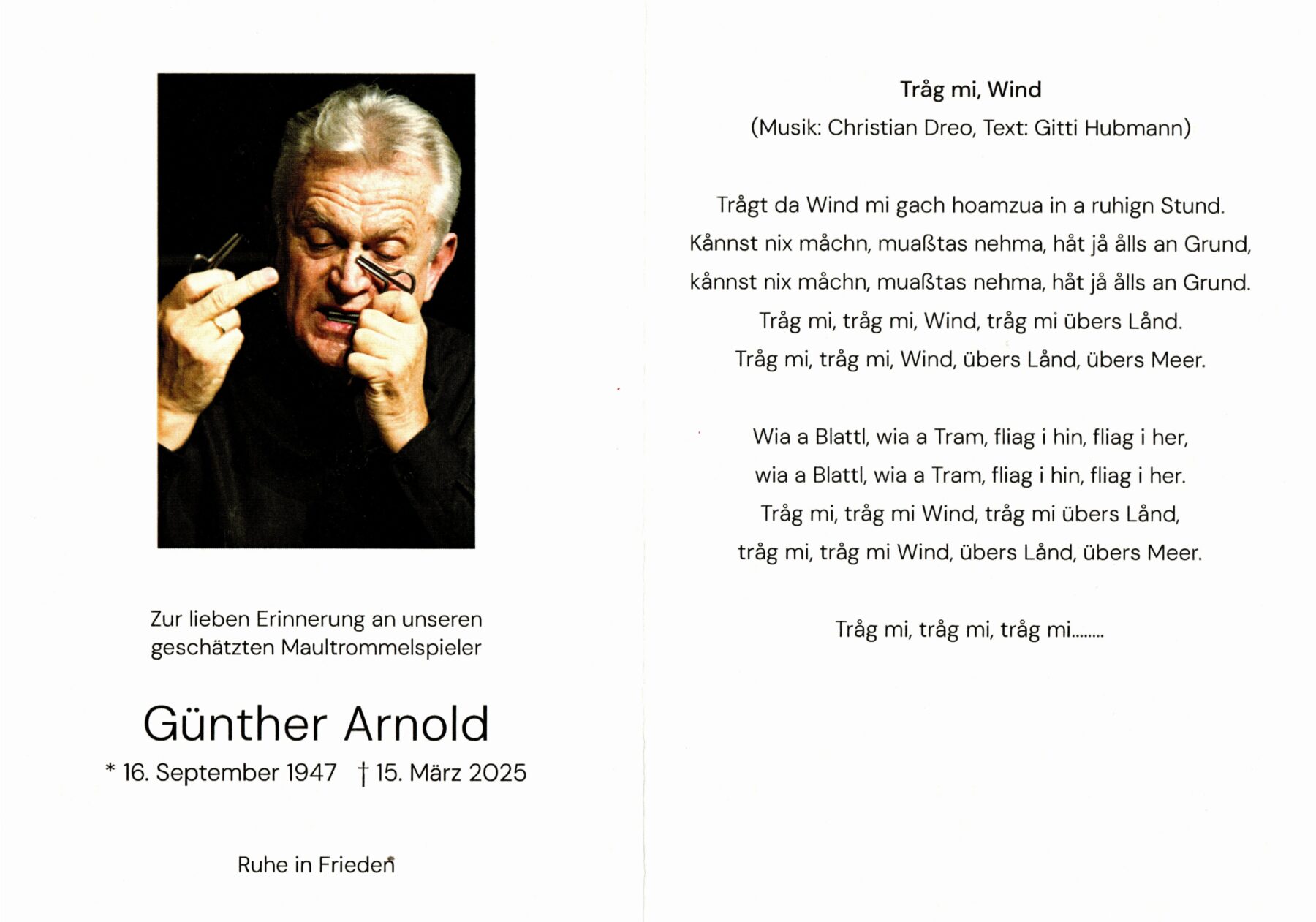 Günther Arnold zur lieben Erinnerung